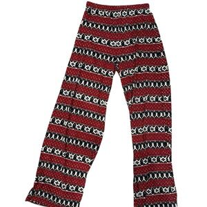 Mango Red and Black Geometric Wide Leg Pants